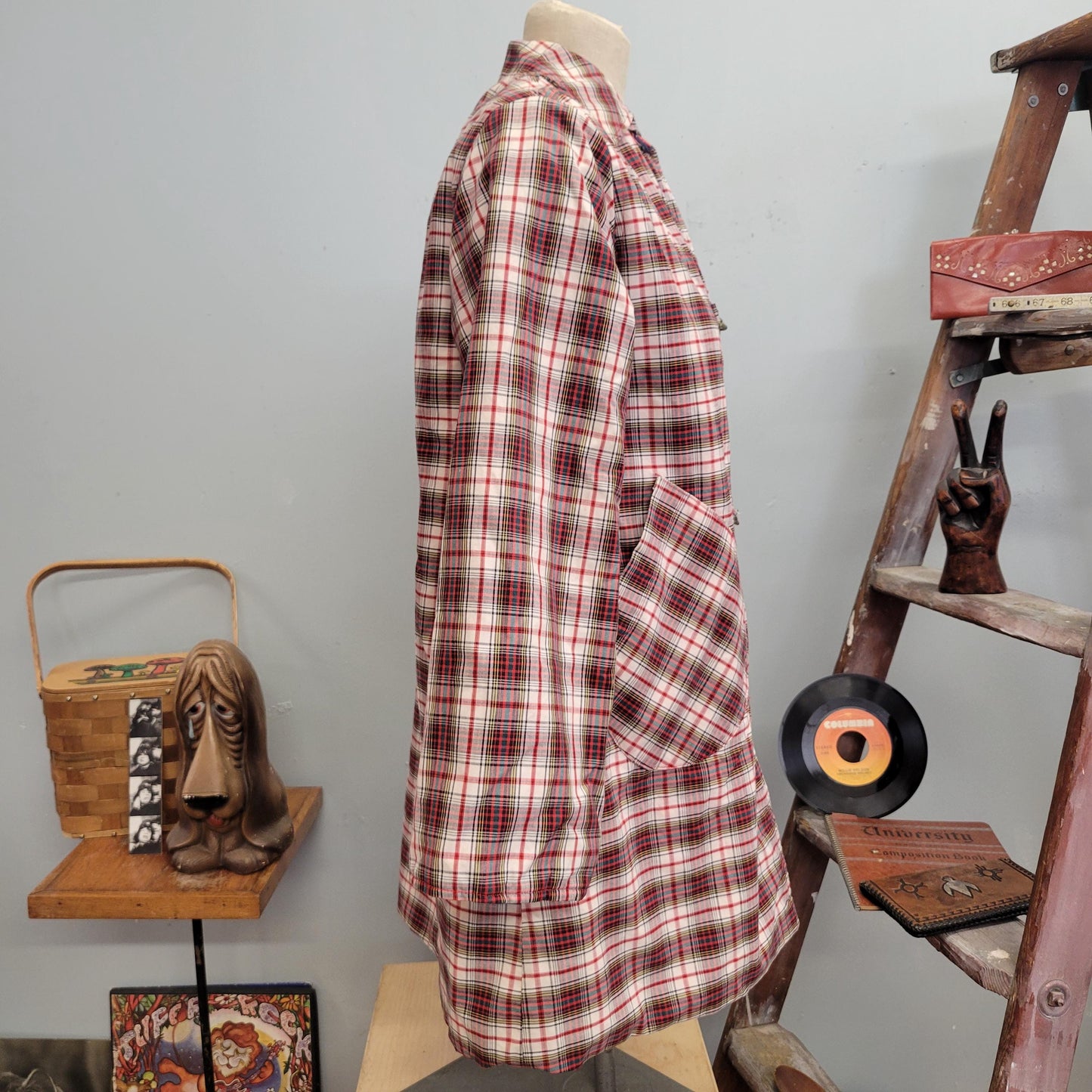 vtg 70s PLAID JACKET PARKA // vintage thermo jacs sideliner by grove womens large stadium coat autumn fashion style rockabilly fall jacket