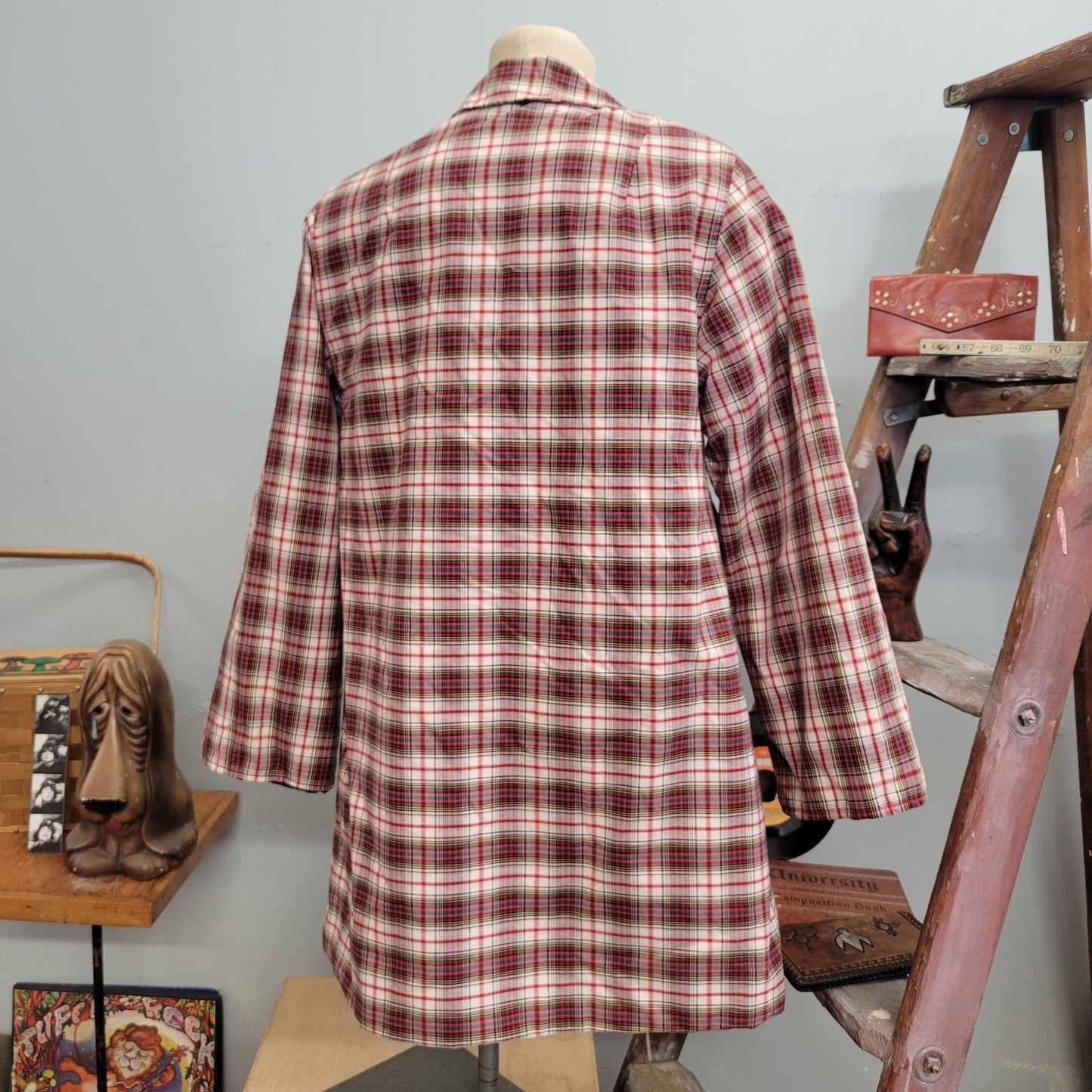 vtg 70s PLAID JACKET PARKA // vintage thermo jacs sideliner by grove womens large stadium coat autumn fashion style rockabilly fall jacket
