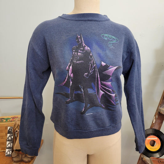 vtg 90s BATMAN FOREVER CREWNECK / vintage sweatshirt dc comics mascot sportswear youth large the riddler val kilmer nicole kidman movie top