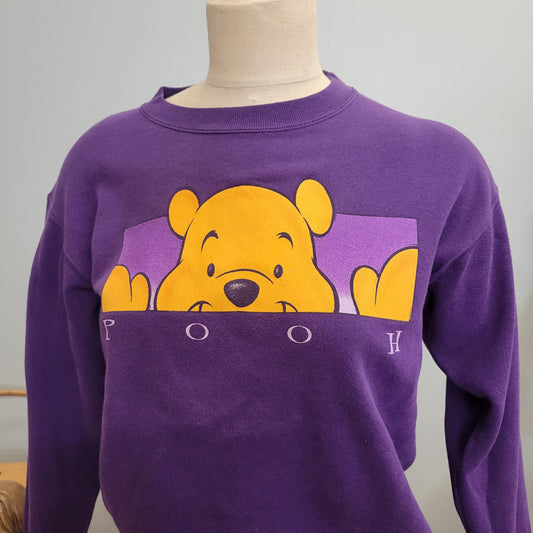 vtg 90s WINNIE POOH SWEATSHIRT // vintage disney store crewneck youth large oversized kids adult medium purple cute autumn fashion cozy y2k