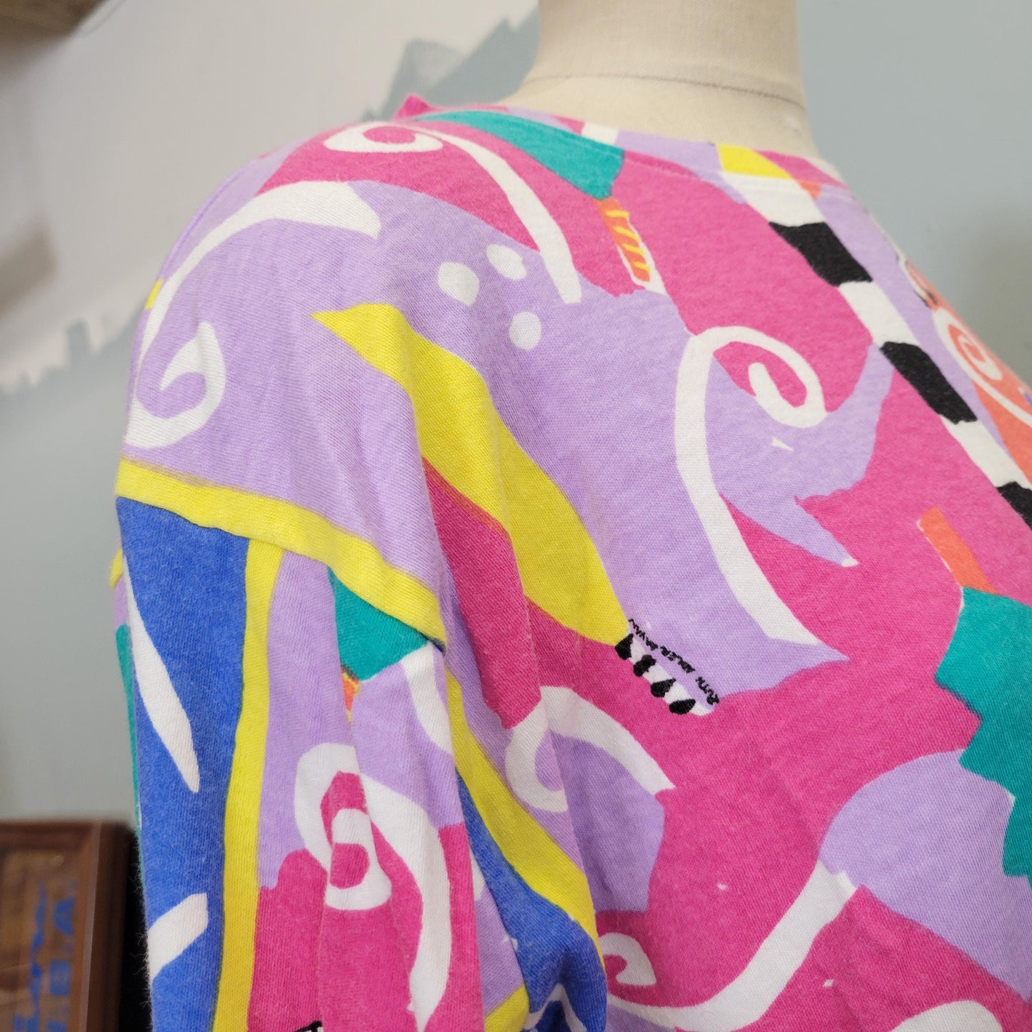 vtg 80s RUTH ADLER DYAN crewneck // vintage marci lipman one size wearable art abstract funky op art oversized womens sweatshirt xl pastel