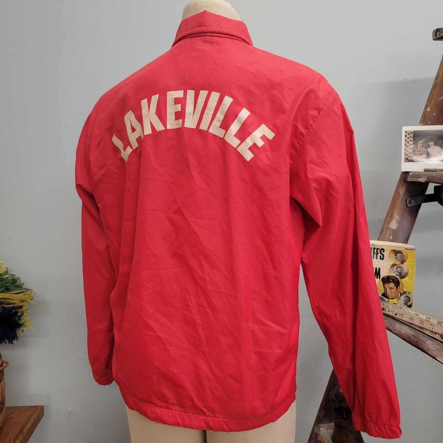 vtg 70s LAKEVILLE PANTHERS JACKET // vintage becky sports jacket birdie large varsity sporty autumn fashion lightweight red windbreaker