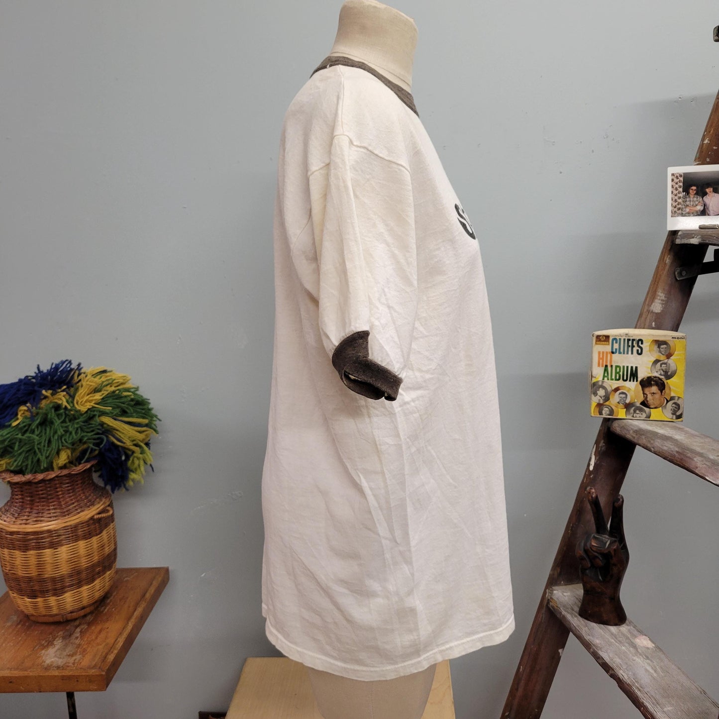 vtg 90s STONEFOX RINGER TSHIRT // vintage soffes choice large messy font oversize unisex retro shirt graphic tee restaurant bar hottie beer