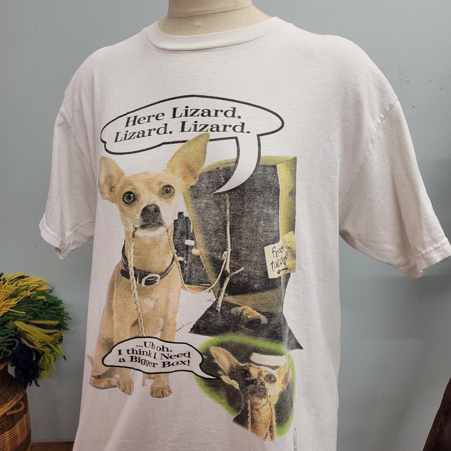 vtg 90s TACO BELL DOG tshirt // vintage funny oneita power-t large mens unisex funny chihuahua lizard 1998 retro grunge distressed hipster