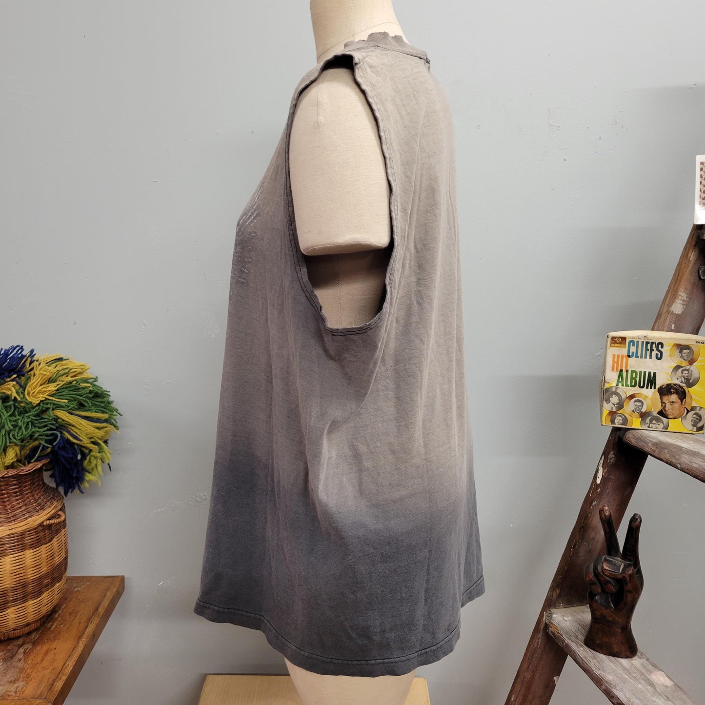 vtg 80s HARLEY DAVIDSON MUSCLE tee // vintage distressed tshirt tank top xl worn in faded wings motorcycle biker babe sexy t shirt dress