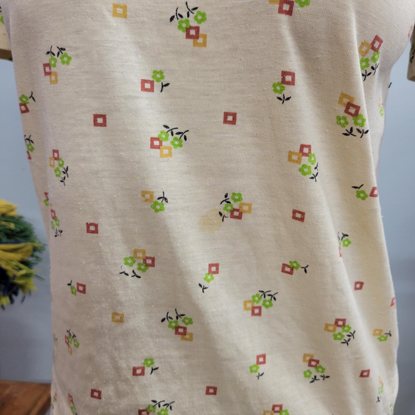 vtg 70s FLORAL PUFFED SLEEVE Shirt // vintage top small womens soft patterned thin scoop neck dainty cottage casual autumn layers blouse