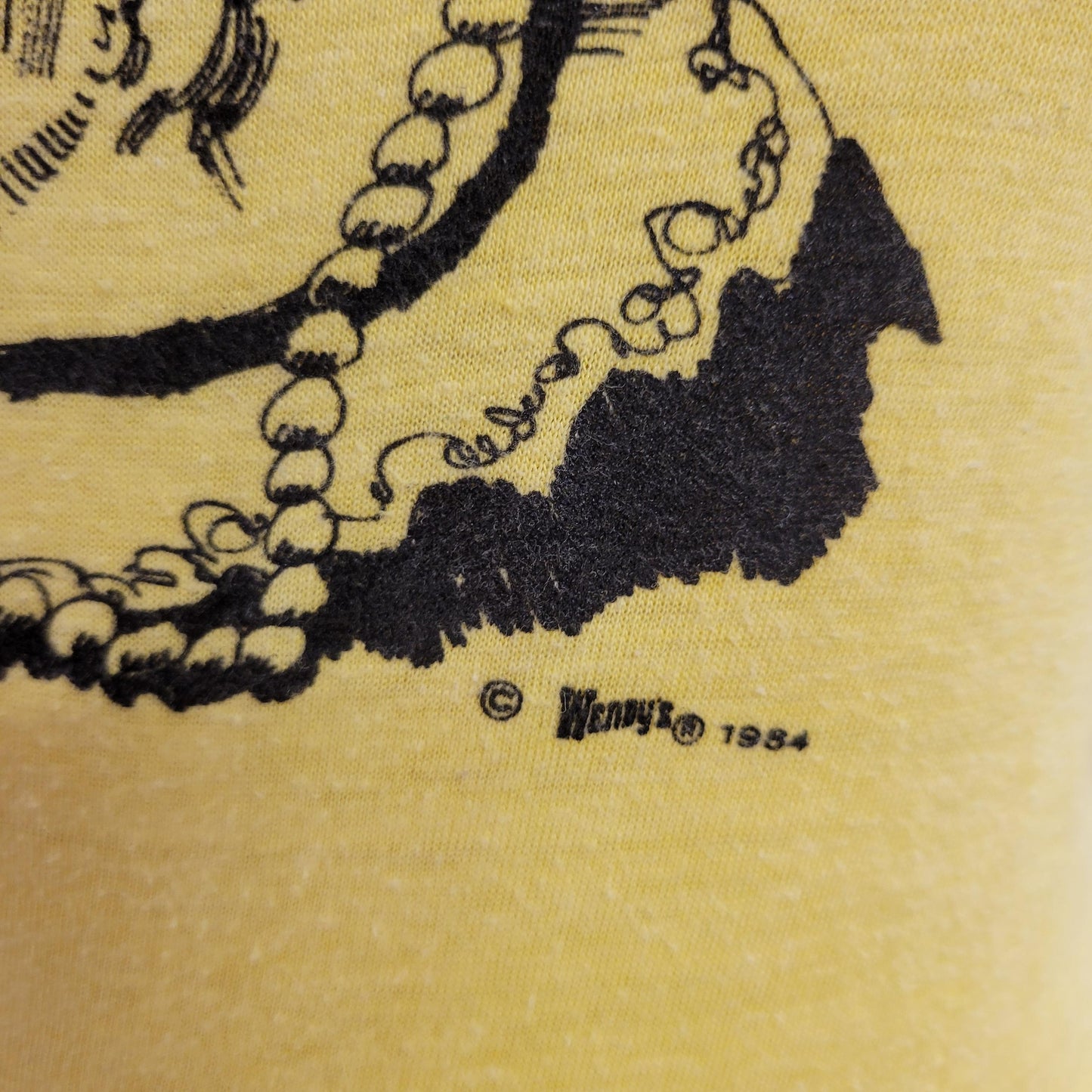 vtg 80s WENDYS BEEF TSHIRT // vintage funny food 1984 teammates adult unisex small paper thin hand drawn restaurant staff retro fast food