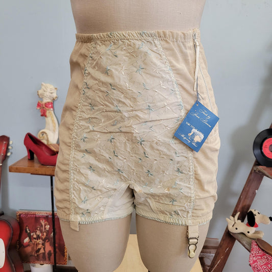 vtg 50s WOMENS GIRDLE LINGERIE // vintage shorts shapewear corset joan browne large semi step in girdle new with tags nylon panties mcm 40s