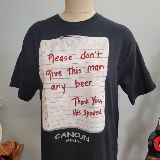 vtg 90s CANCUN BEER TSHIRT // vintage cancun reef cozumel tourist oversized tee funny husband  mens large beer drinker wife humor bartender