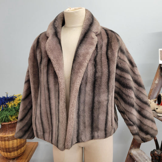vtg 60s FAUX FUR COAT / vintage doresse faux mink cropped plush soft short autumn winter coat evening fancy party outfit xmas new years warm