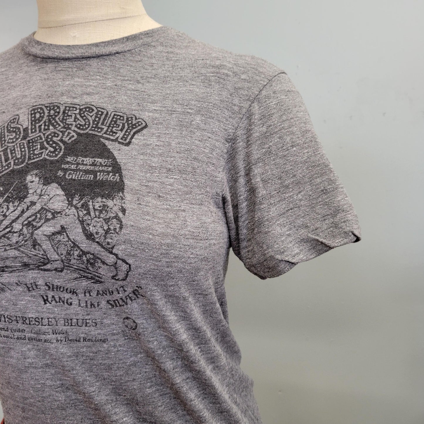 vtg 90s ELVIS PRESLEY TSHIRT // vintage blues paper thin gillian welch dave rawlings soft graphic tee french cut grey soft casual wear style