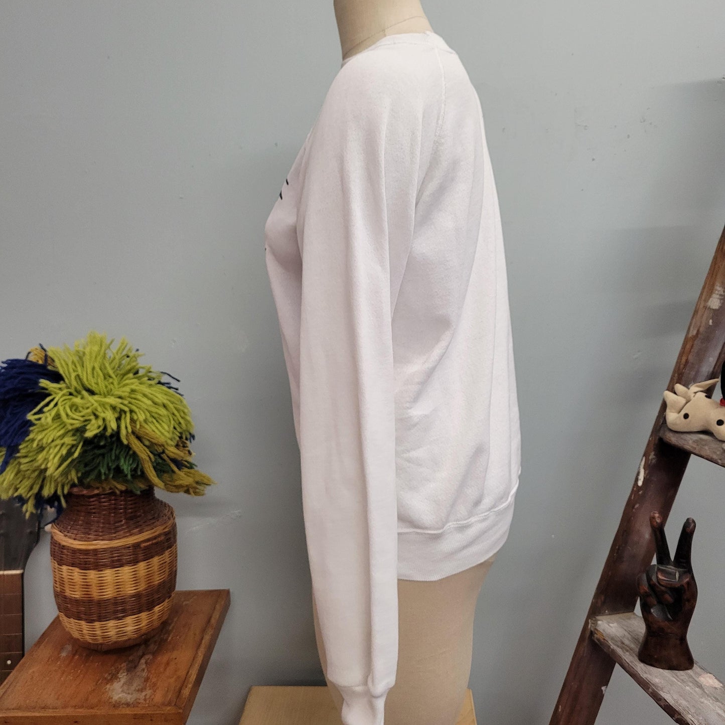 vtg 80s PICASSO PEACE SWEATSHIRT // vintage hanes crewneck medium unisex create peace crew neck white winter olive branch dove love xmas