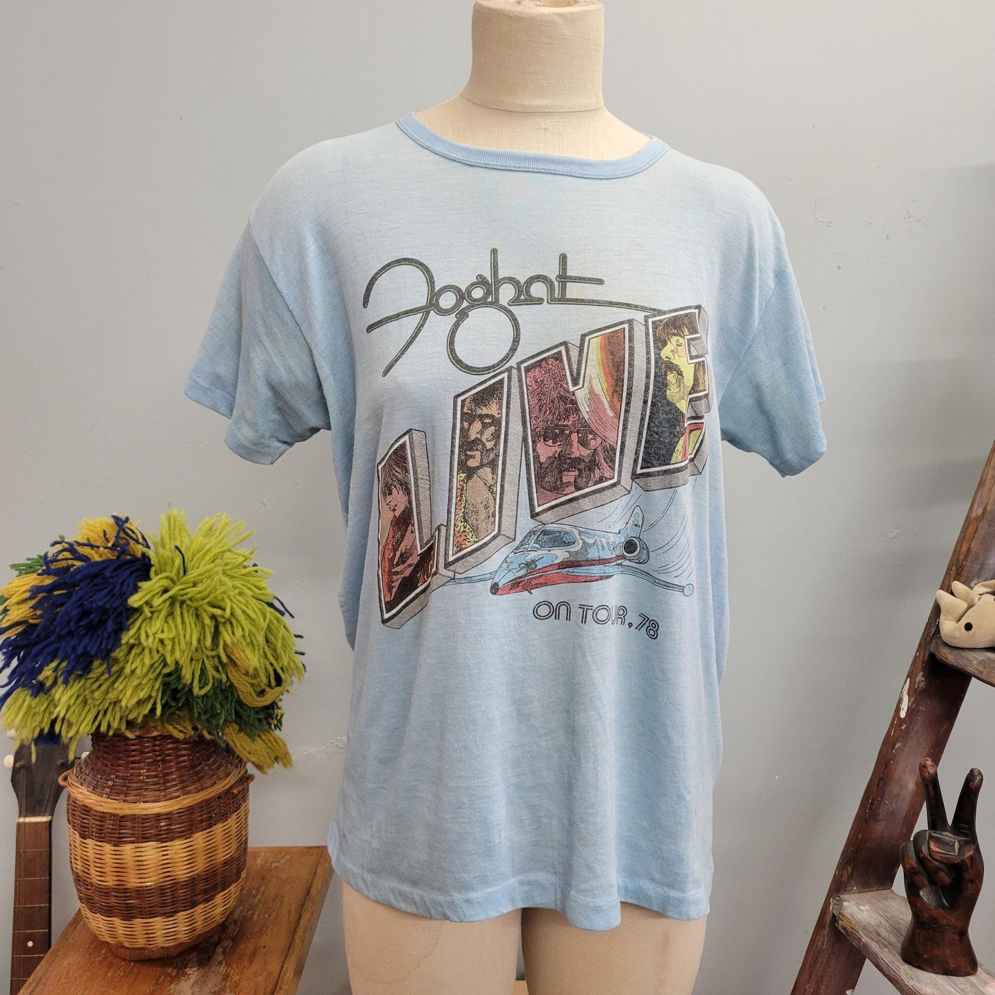 vtg 70s FOGHAT TOUR TSHIRT // vintage paper thin band tee 1978 slow ride dazed and confused movie faded soft rock band tee distressed tour