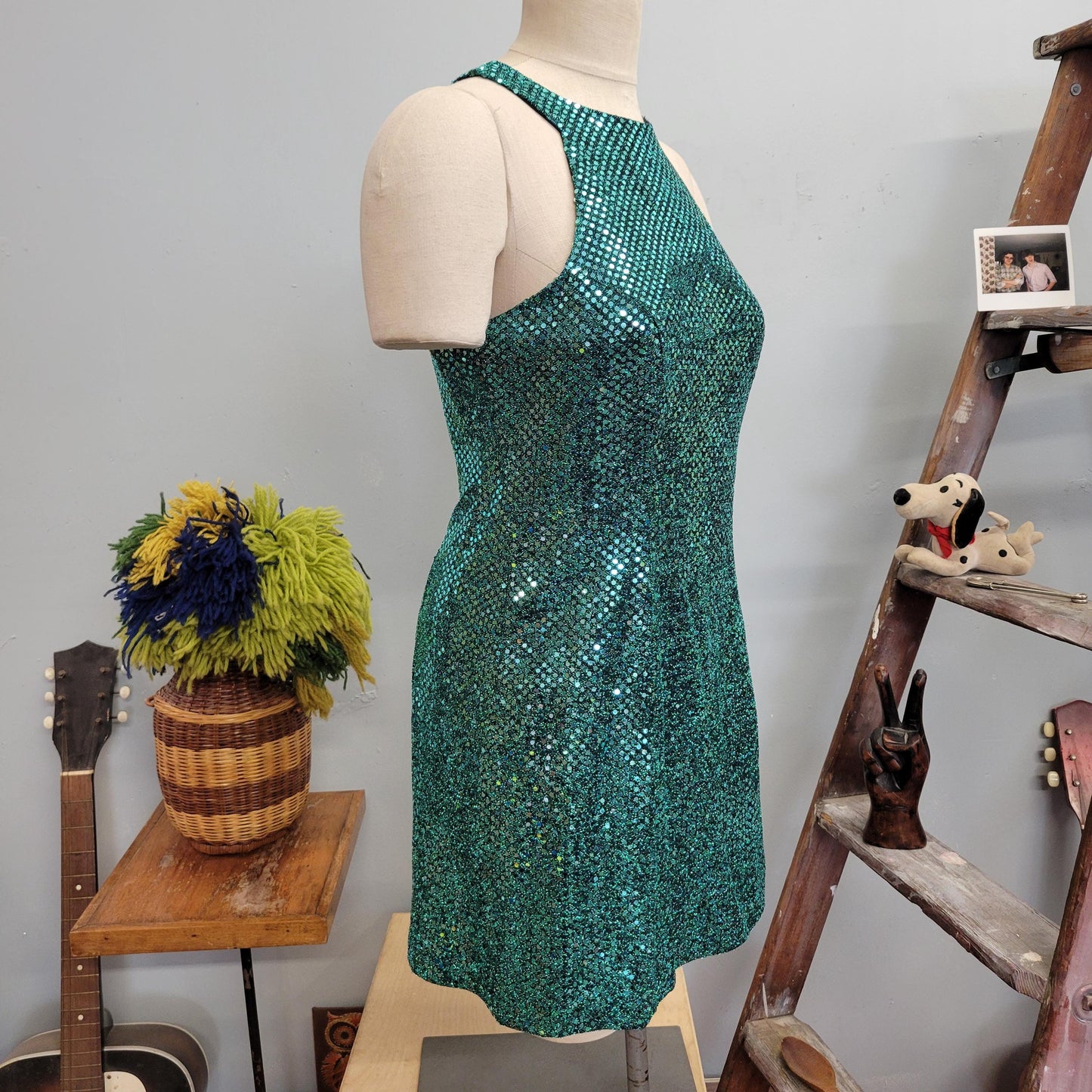 vtg 90s SEQUINED MINI DRESS // vintage all that jazz size 7/8 womens sparkly beaded clubbing new years holiday cocktail party sexy racerback