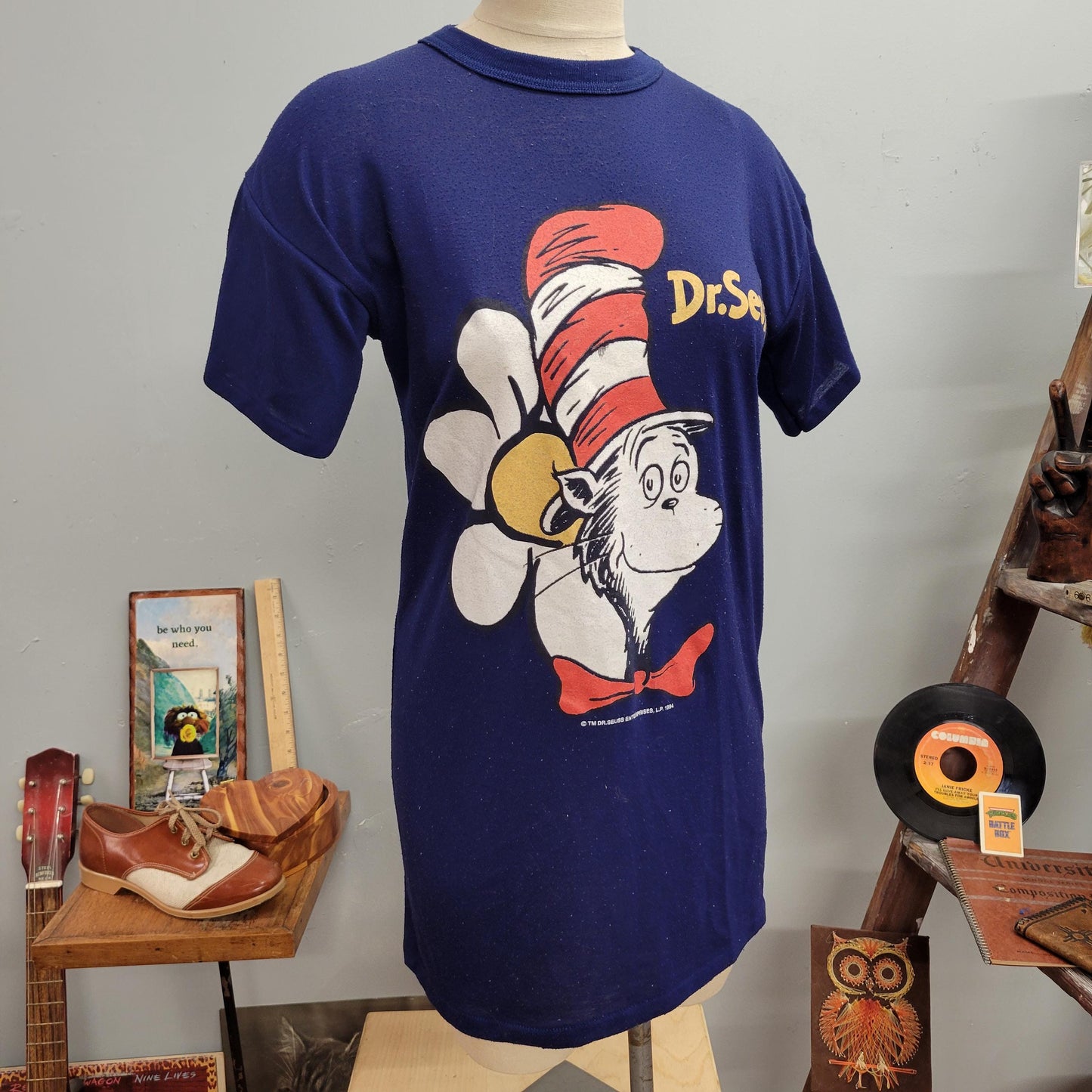 vtg 90s DR SUESS TSHIRT // vintage sleeper shirt size 14 oversized long t shirt dress 1994 cat in the hat big face print nightgown retro top