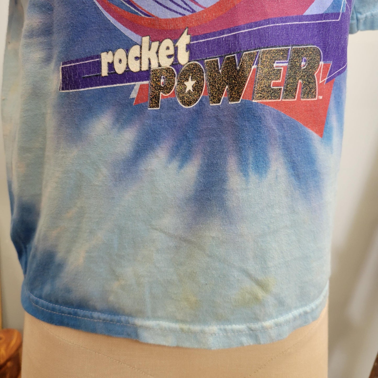 vtg 90s ROCKET POWER TSHIRT // vintage nickelodeon youth large baby tee tie dye cartoons y2k retro casual all over print crop top skateboard