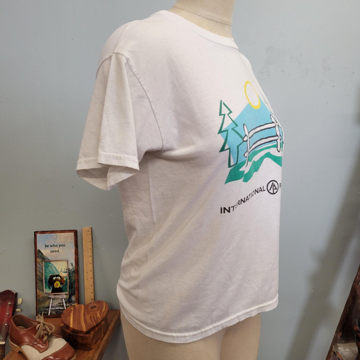 vtg 90s INTERNATIONAL PAPER TSHIRT // vintage hanes heavyweight youth large 14-16 soft thin parks and rec the office dunder mifflin cute