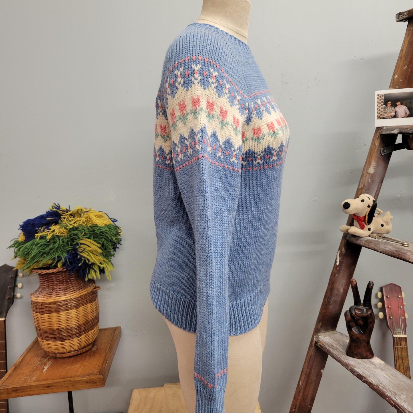 vtg 70s PASTEL BLUE SWEATER // vintage mary knits wool
