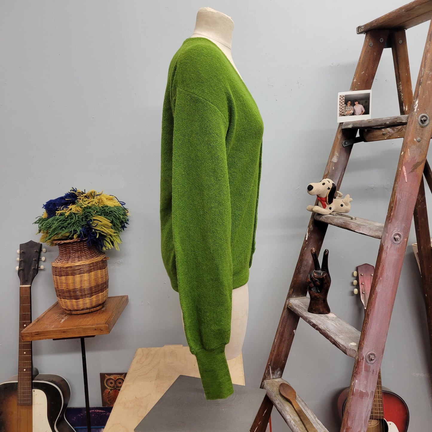 vtg 70s GREEN WOOL CARDIGAN // vintage towncraft jc penneys medium mens sweater preppy mod rockabilly v neck kurt cobain grunge autumn style