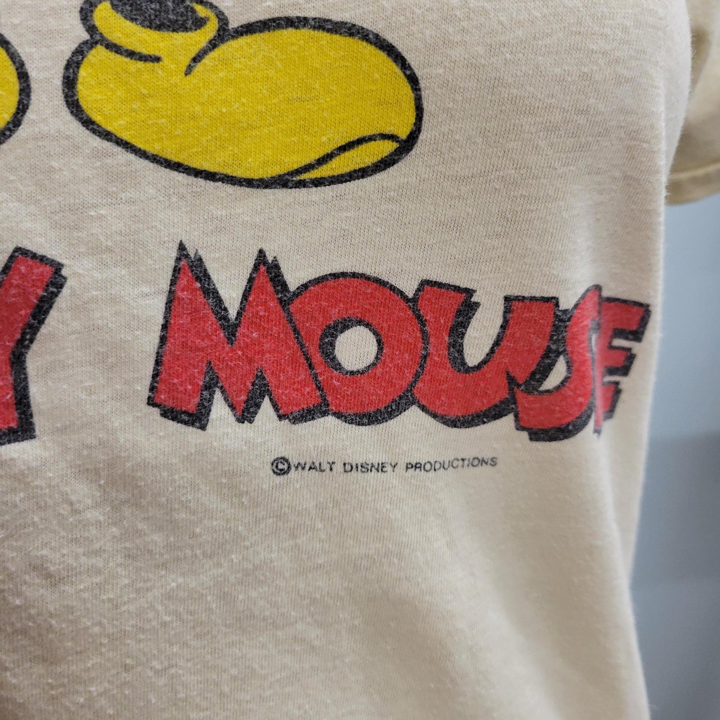 vtg 70s MICKEY MOUSE TSHIRT // vintage walt disney productions medium single stitch double sided retro distressed paper thin souvenir tee