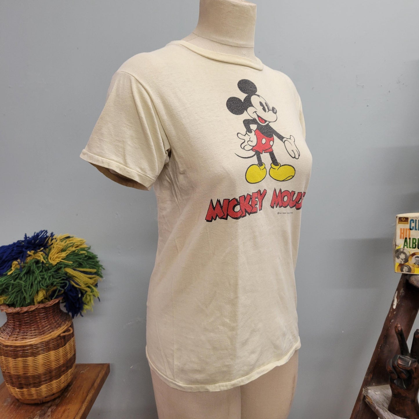 vtg 70s MICKEY MOUSE TSHIRT // vintage walt disney productions medium single stitch double sided retro distressed paper thin souvenir tee