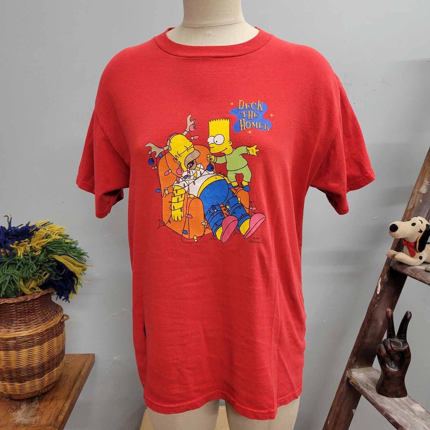 vtg Y2K SIMPSONS CHRISTMAS TSHIRT // vintage matt groenig delta proweight medium unisex Homer Bart Simpson cozy xmas holiday sweater