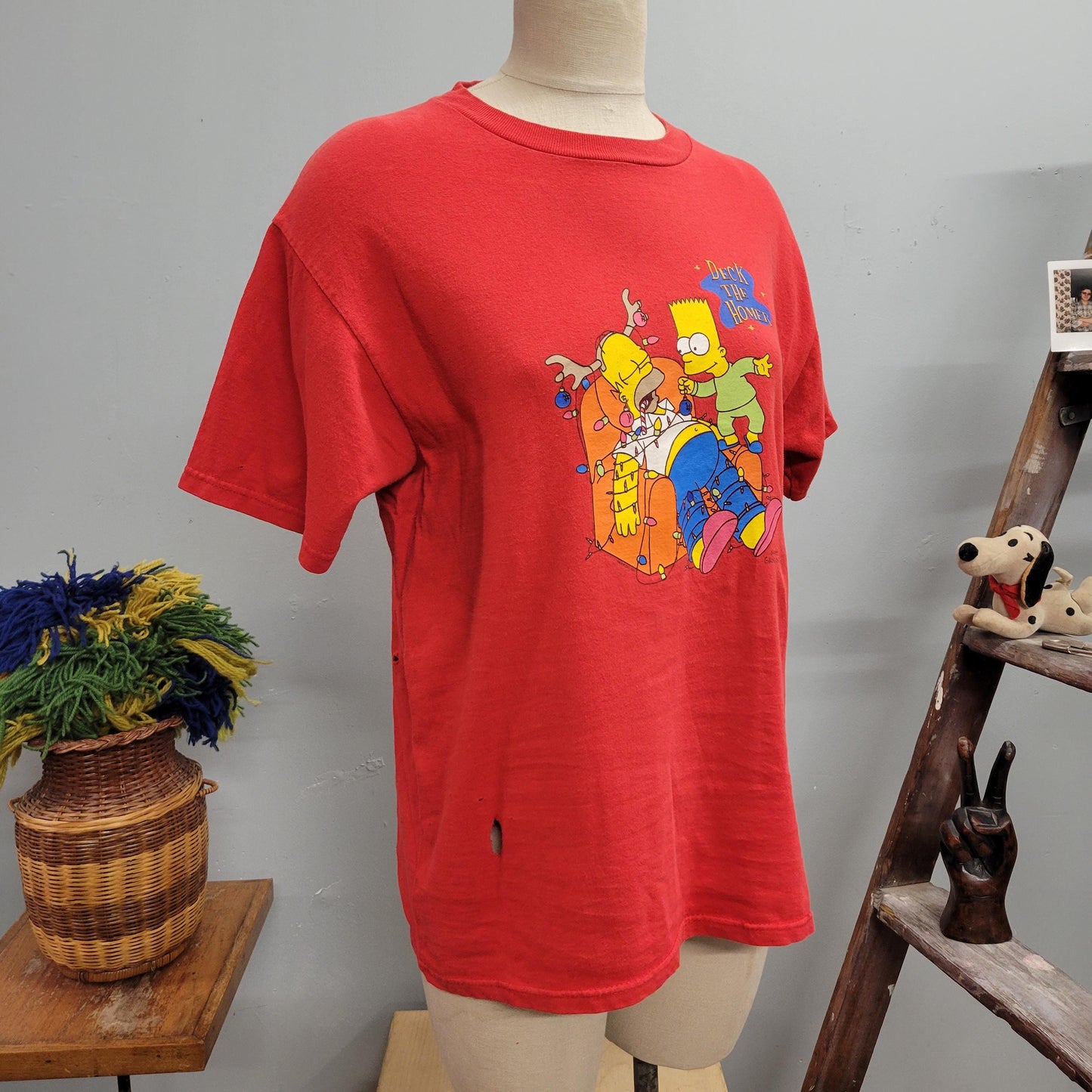 vtg Y2K SIMPSONS CHRISTMAS TSHIRT // vintage matt groenig delta proweight medium unisex Homer Bart Simpson cozy xmas holiday sweater
