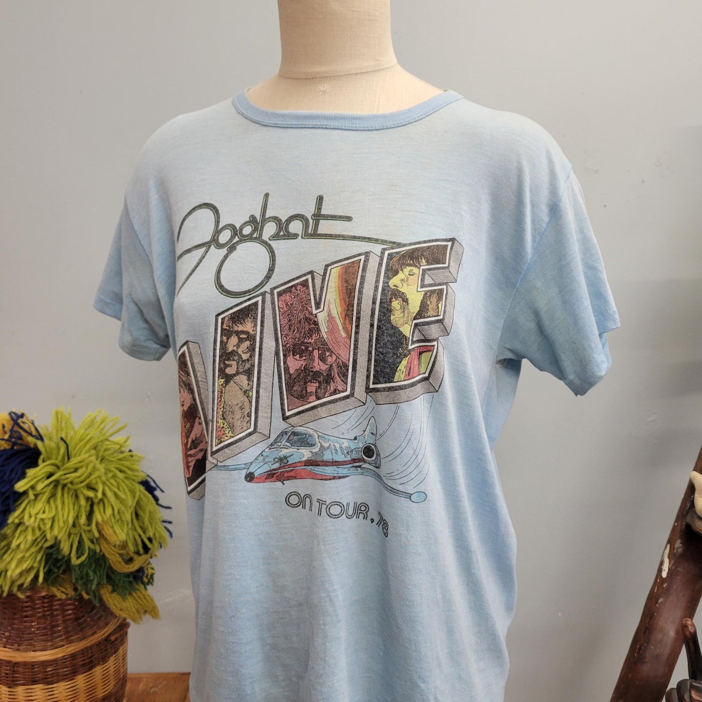 vtg 70s FOGHAT TOUR TSHIRT // vintage paper thin band tee 1978 slow ride dazed and confused movie faded soft rock band tee distressed tour