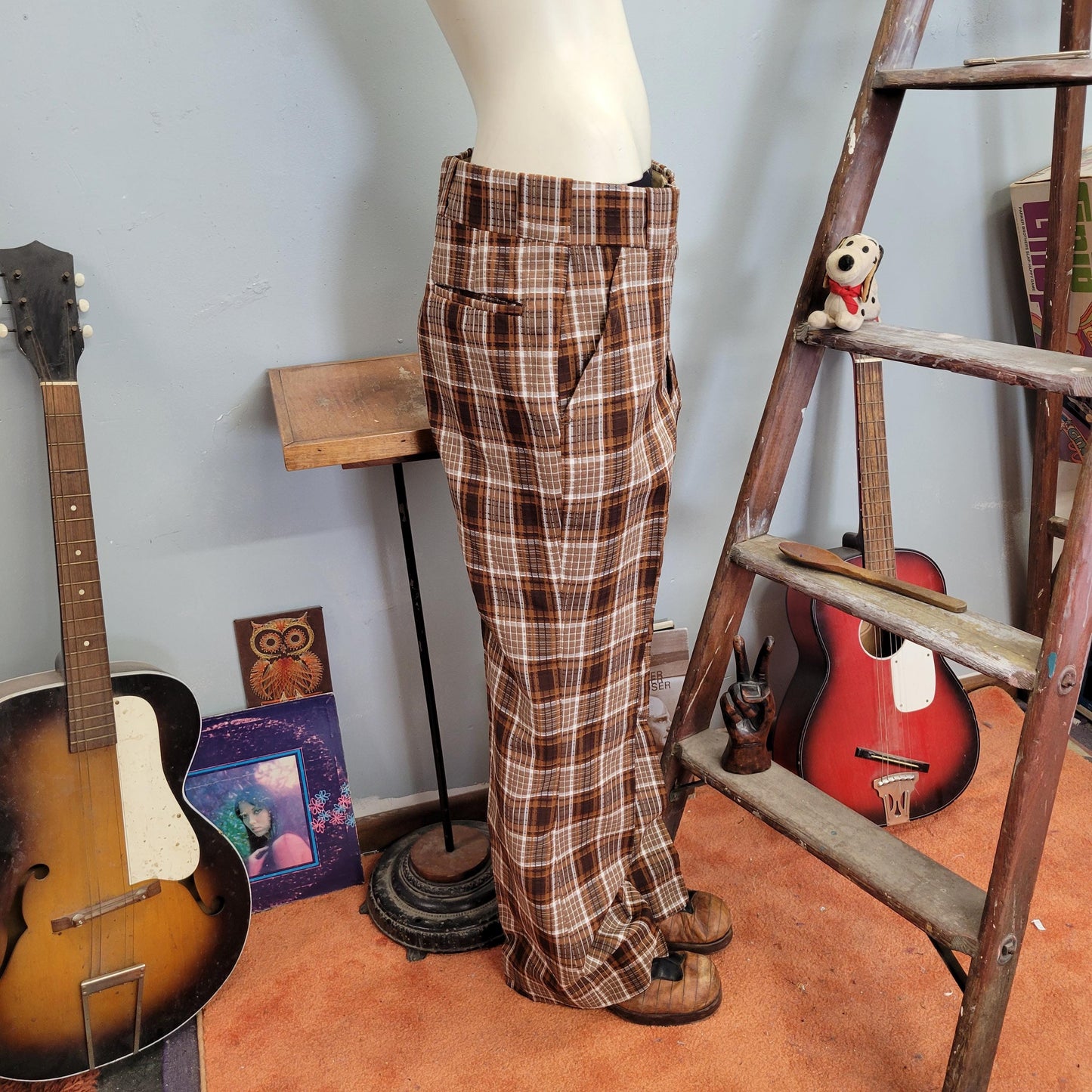 vtg 70s PLAID TROUSERS // vintage a jaymar mens slacks wide leg retro bell bottom flare pants golf style hippie autumn unisex winter fashion