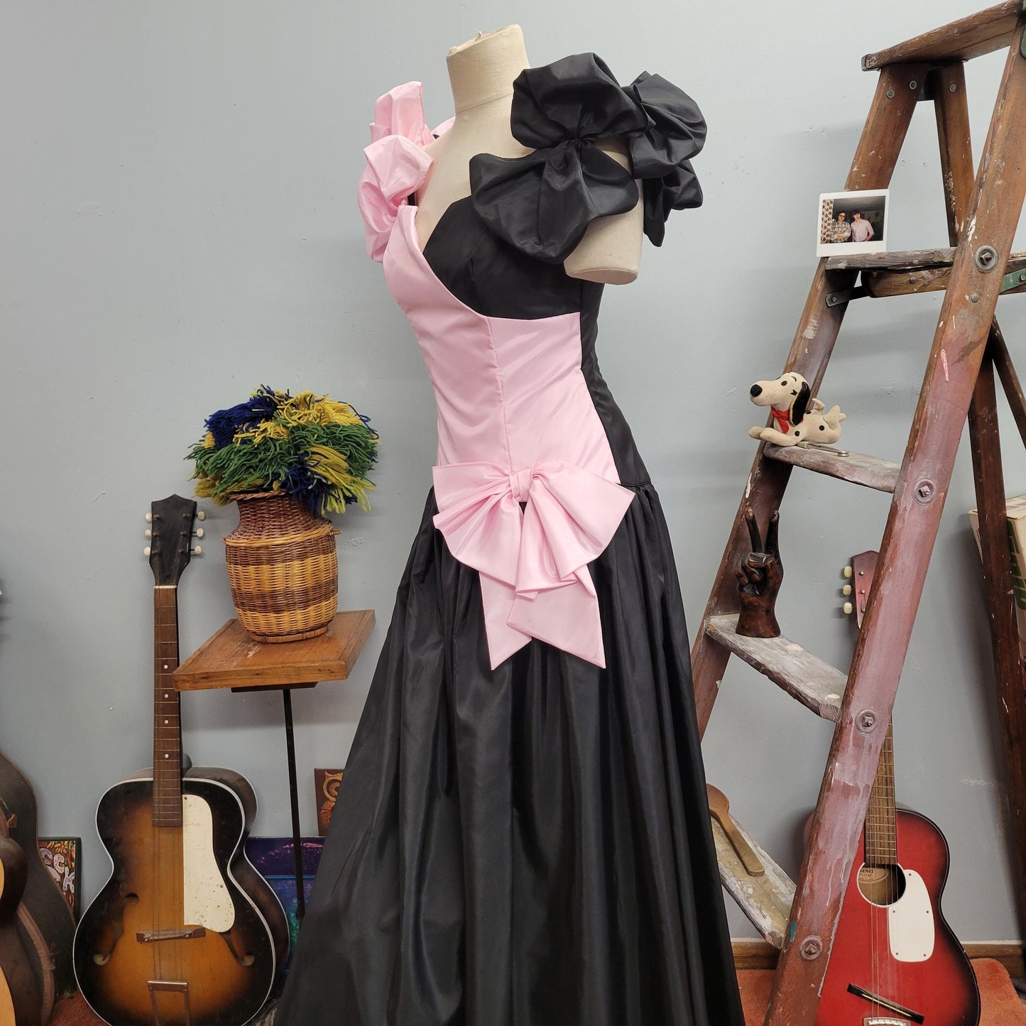 vtg 80s TWO TONE GOWN // vintage puffy sleeves pastel pink soft goth pageant dress size 8 statement piece dramatic two tone fancy evening