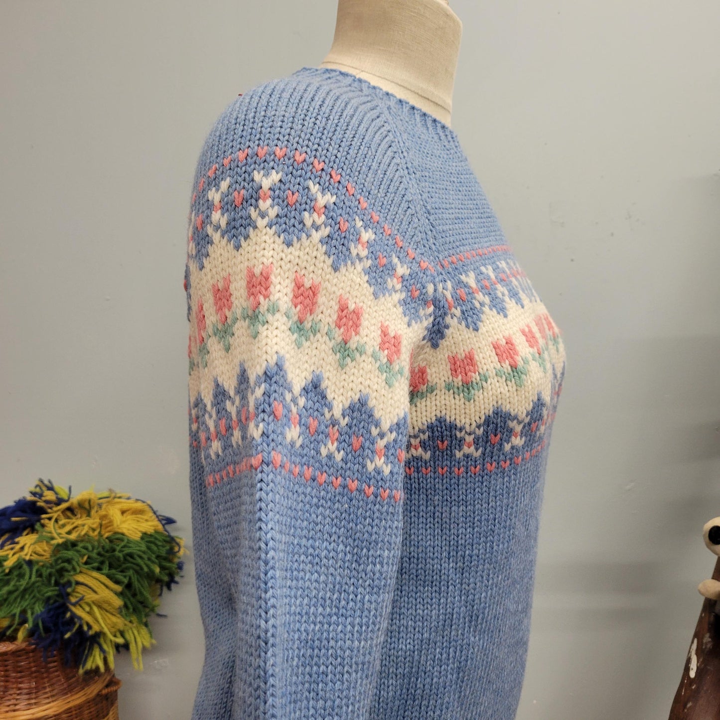 vtg 70s PASTEL BLUE SWEATER // vintage mary knits wool
