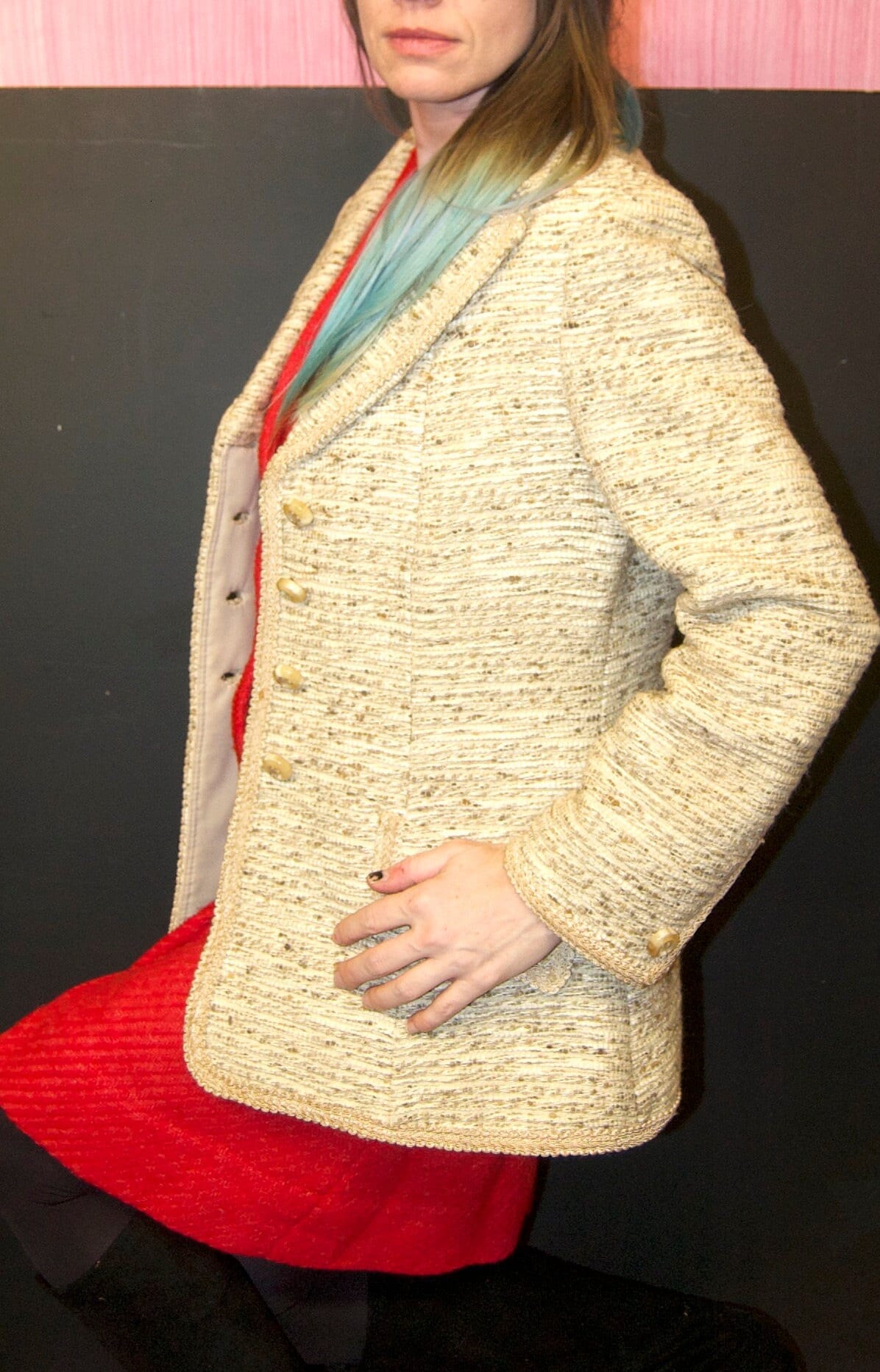 vtg 60s LILLI ANN TWEED Blazer // vintage heathered space dye structured ivory textured jacket business casual college secretary teacher