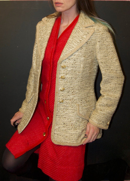 vtg 60s LILLI ANN TWEED Blazer // vintage heathered space dye structured ivory textured jacket business casual college secretary teacher