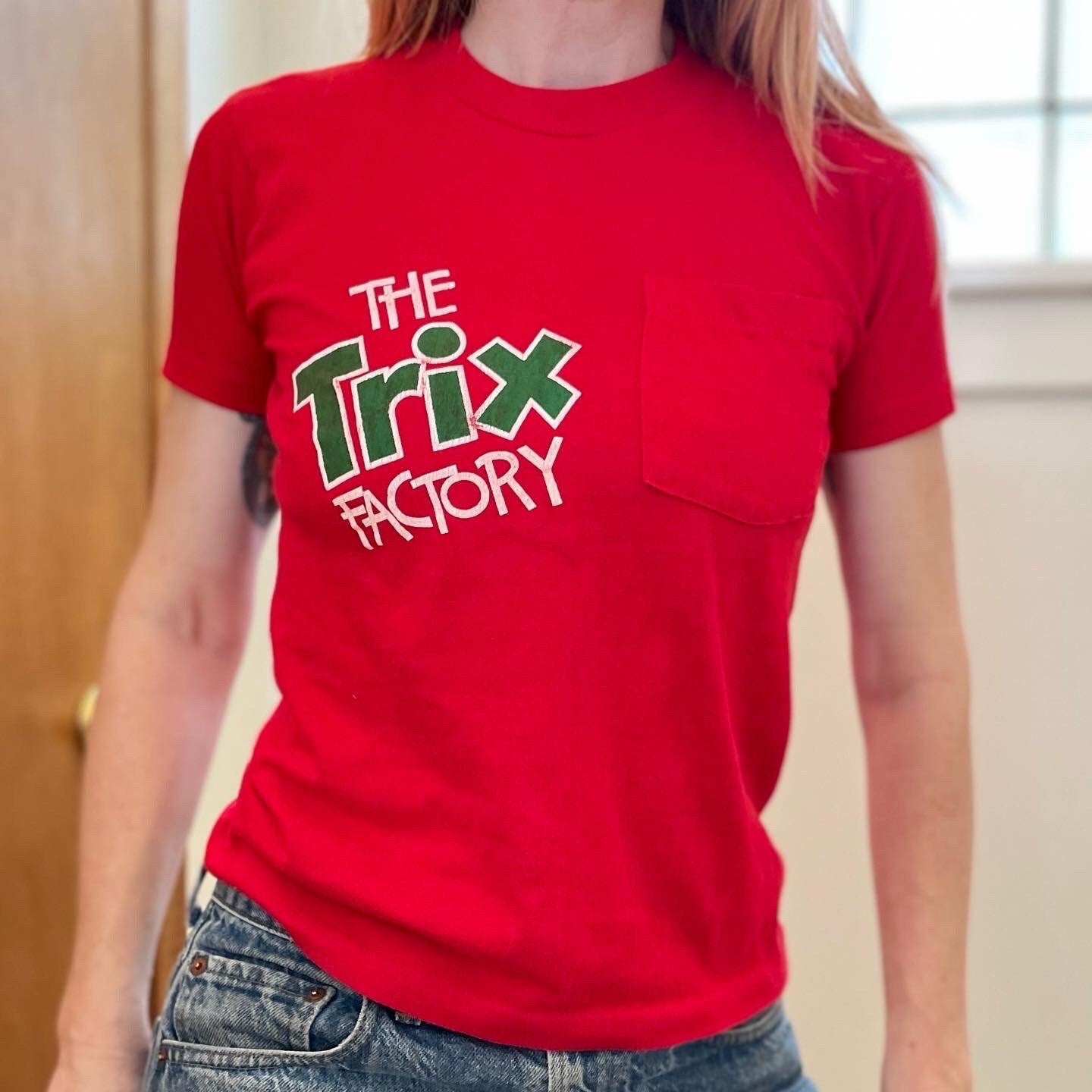 vtg 90s TRIX CEREAL SHIRT // vintage youth large nostalgic snack tee favorite food pop art trix are for kids no rabbits allowed pocket tee