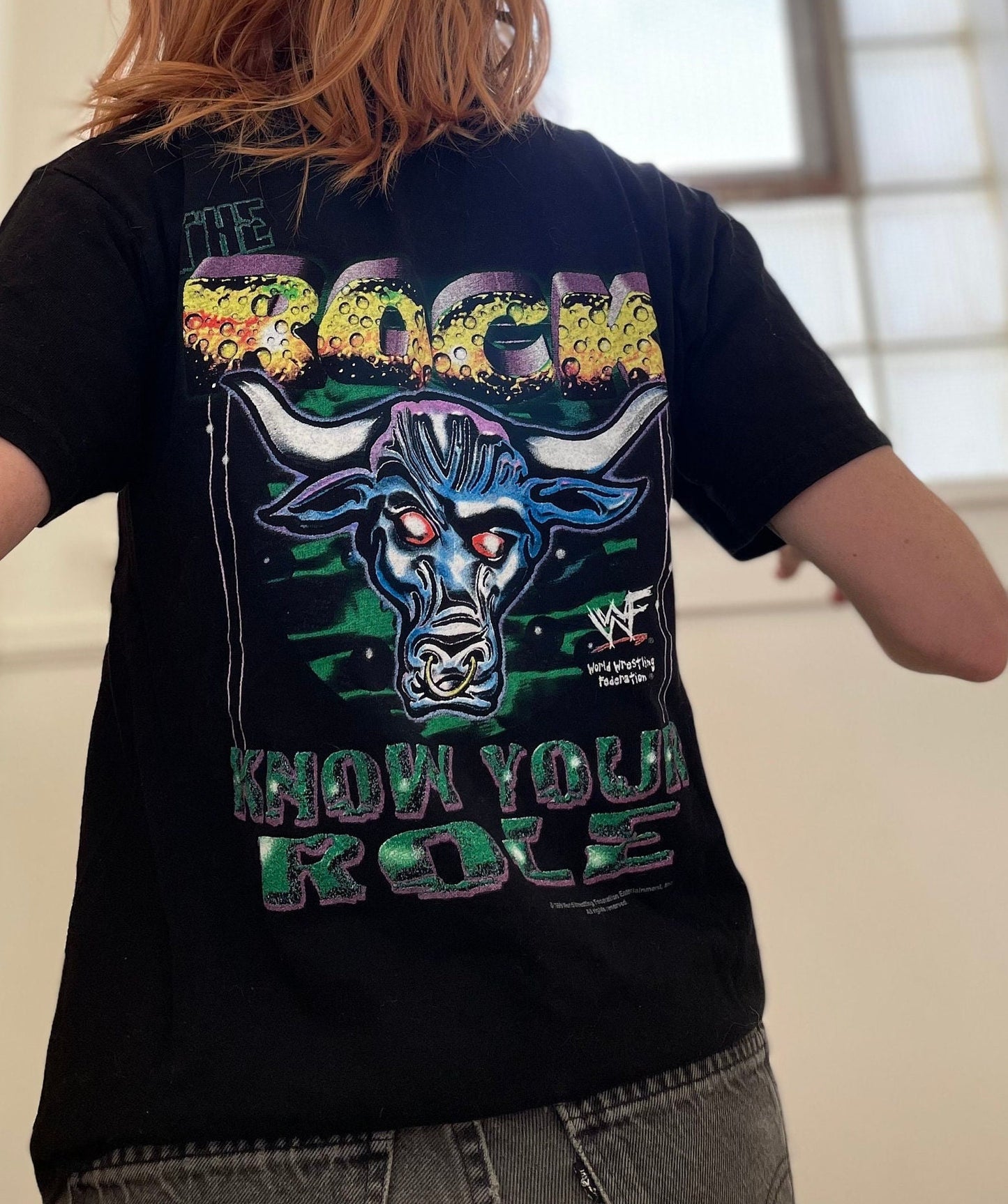 vtg 90s THE ROCK SHIRT // vintage wwf wrestling Y2K t-shirt dwayne the rock johnson eyebrow up movie star idol maui moana los angeles retro