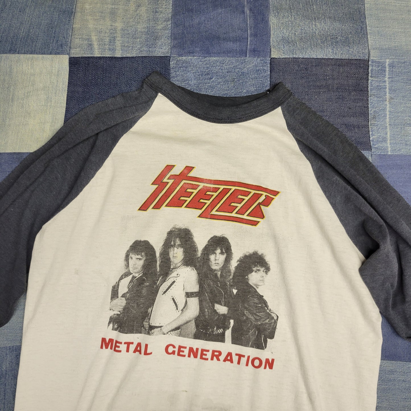 vtg 80s STEELER METAL ROCK Band Tee //  yngwie malmsteen raglan baseball metallica tshirt metal generation tour retro eddie stranger things
