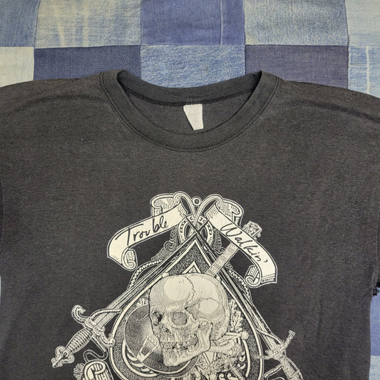 vtg 80s KISS ace frehley TEE trouble walkin skull punk rock tour band tshirt 1990 glam rocker party all night true vintage lot era style