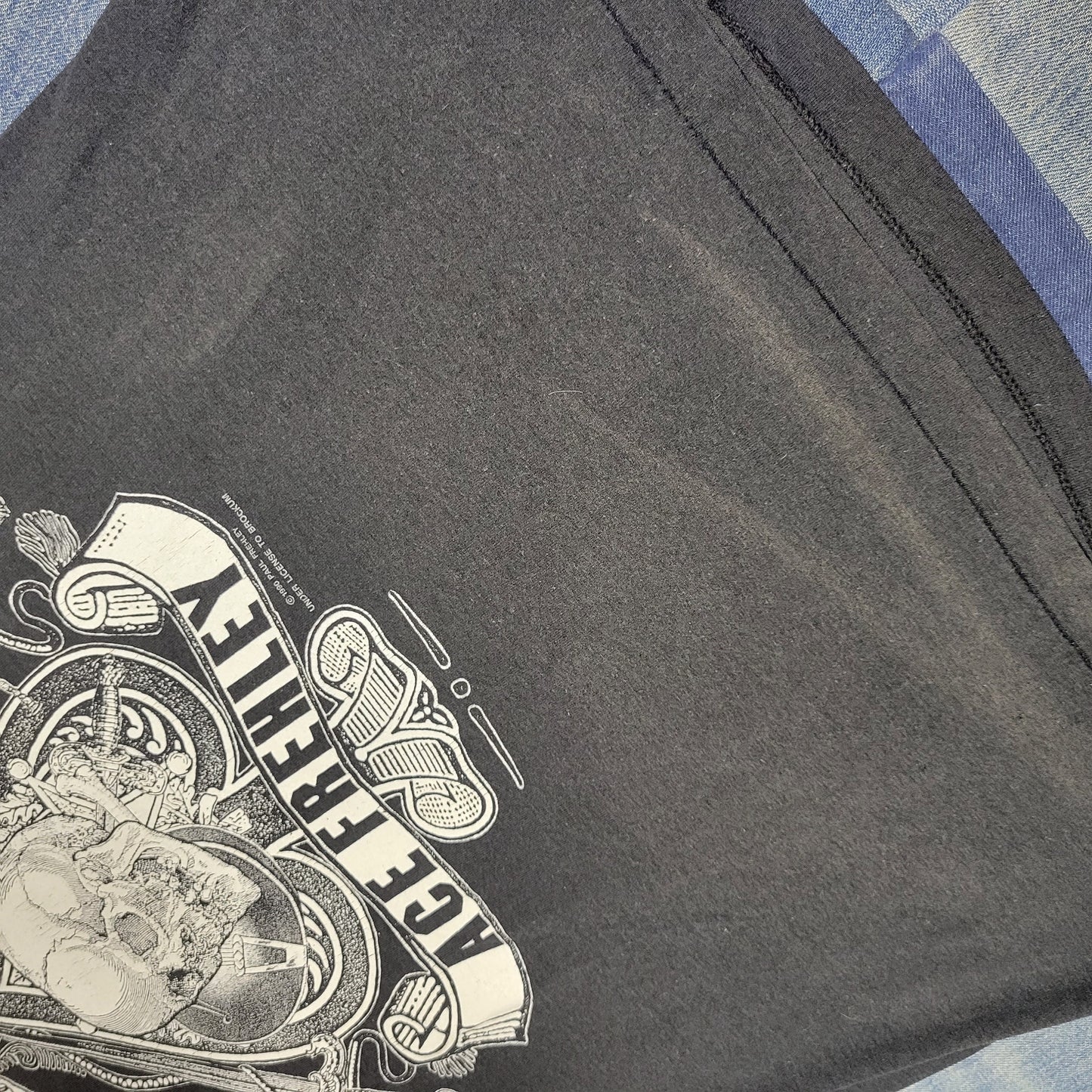 vtg 80s KISS ace frehley TEE trouble walkin skull punk rock tour band tshirt 1990 glam rocker party all night true vintage lot era style