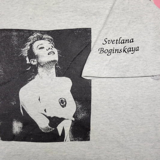 vtg 80s SVETLANA BOGINSKAYA GYMNAST tshirt // vintage olympics soviet union figure skating ice sports era female art tee screen stars medium