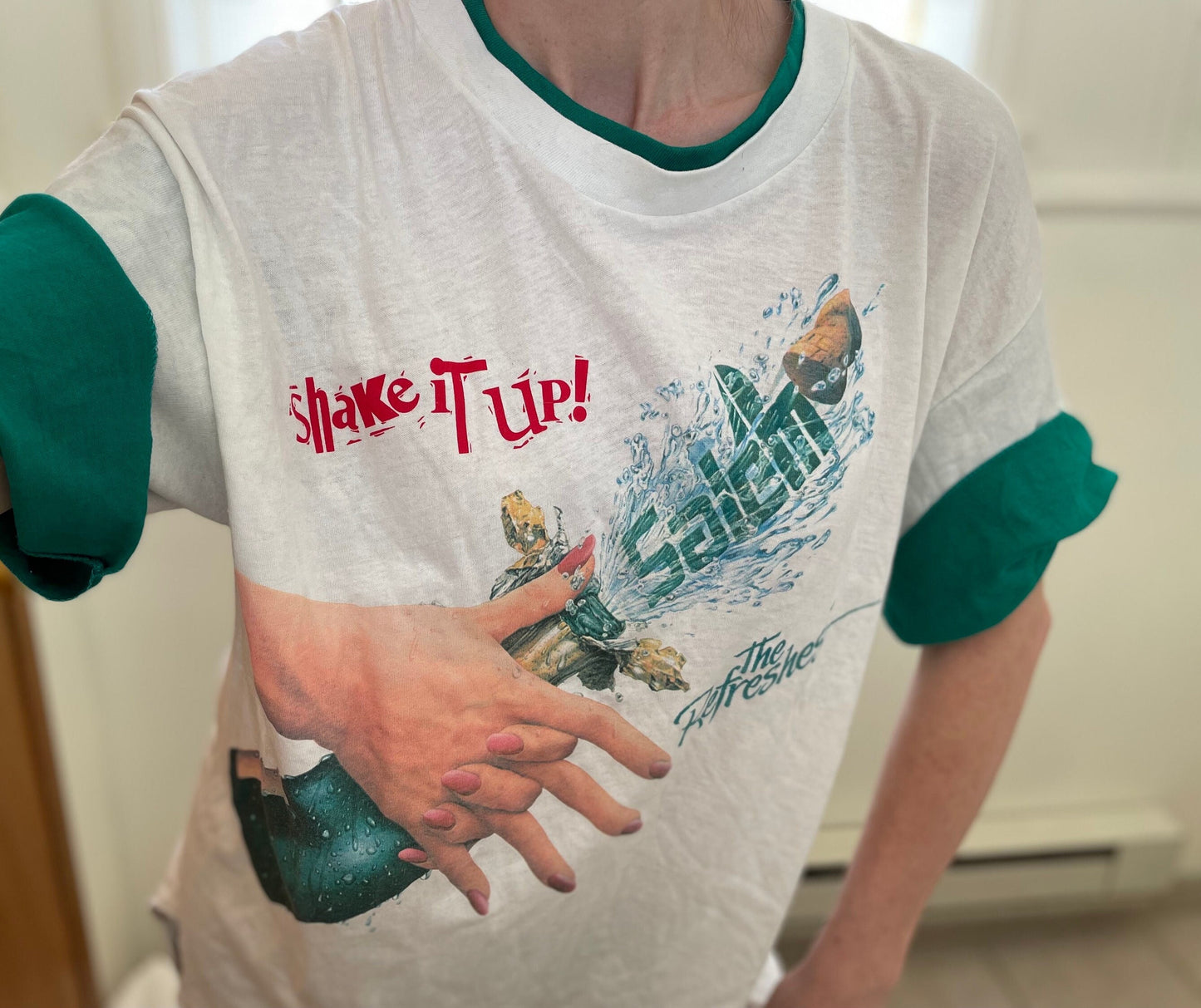 vtg 80s SALEM CIGARETTES SHIRT // vintage two tone hands bottle pop art graphic tee smoker 90s oversized movie prop funny halloween top