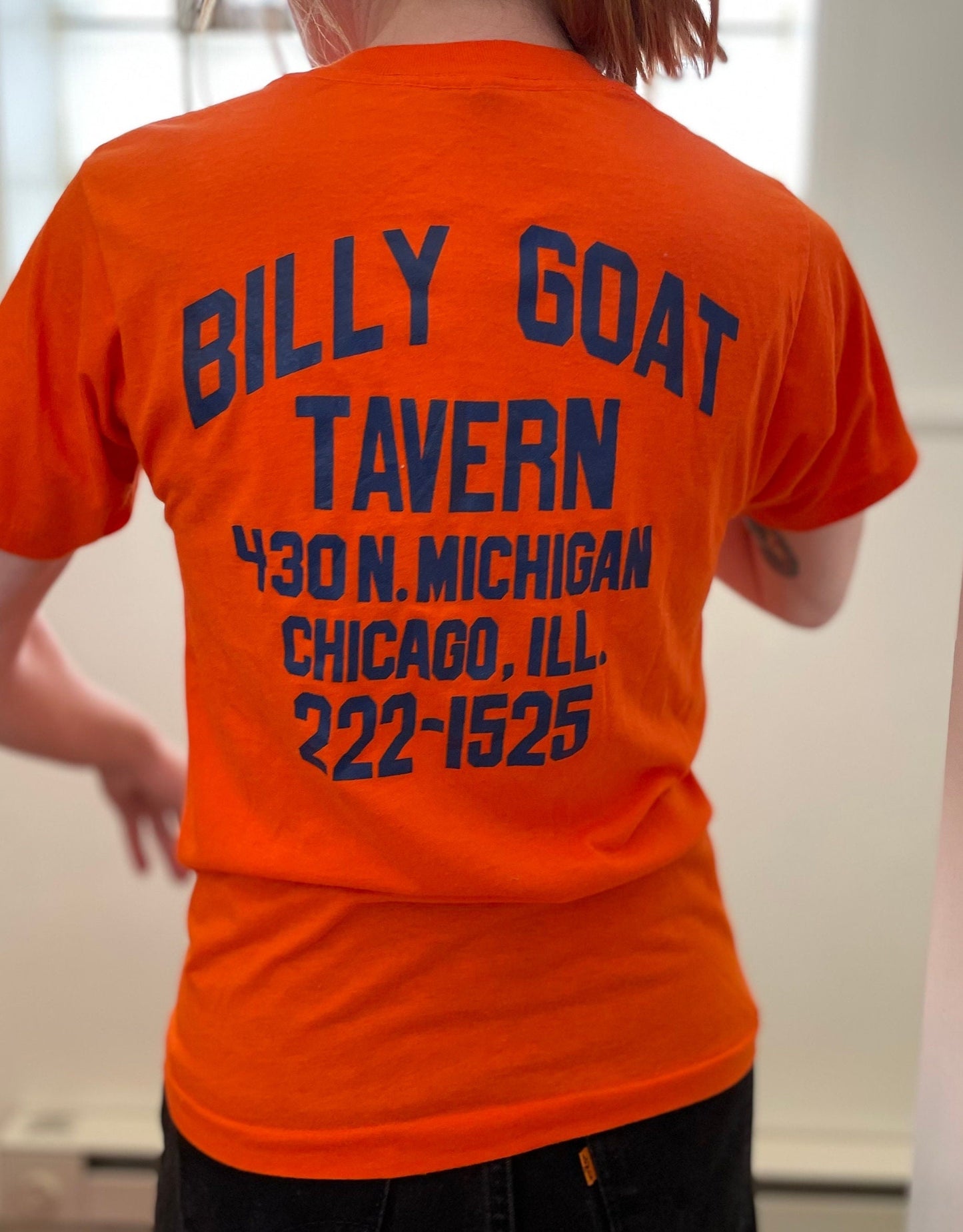vtg 70s BILLY GOAT TAVERN Shirt // vintage famous chicago bar restaurant orange & black greatest of all time baller sigma funny graphic tee