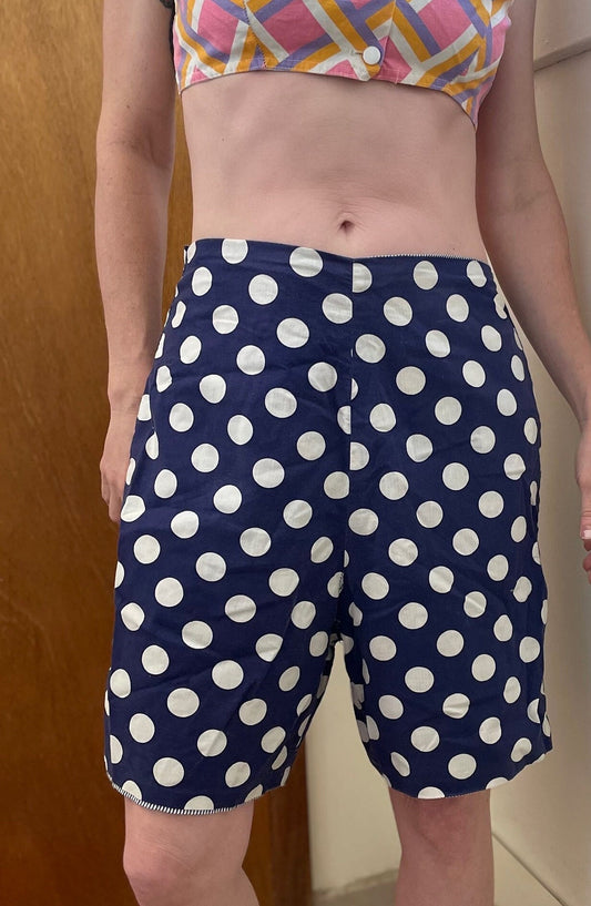 Vintage 50s 60s Blue Polka Dot Shorts / Lightweight Summer Shorts