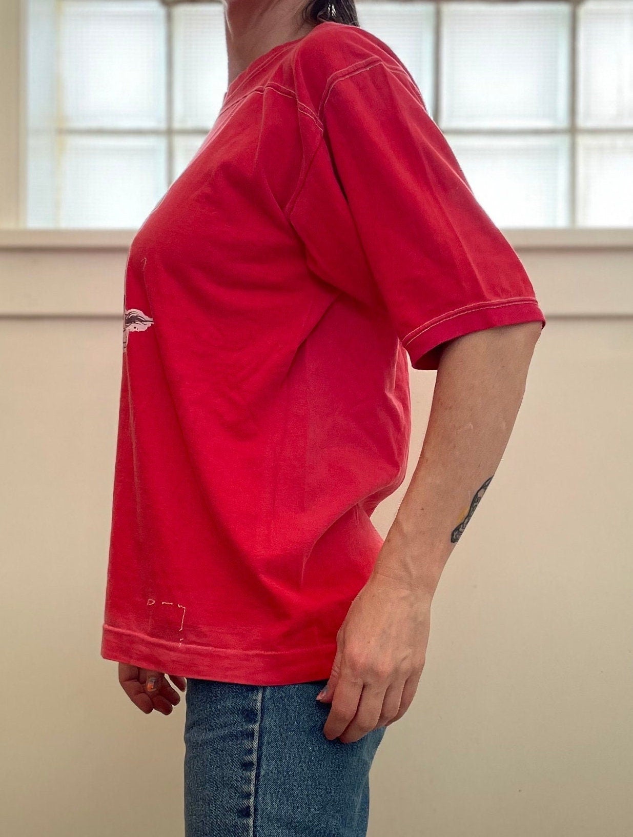 vtg 70s TUMBLEWEEDS DONKEY COWBOY Shirt // vintage funny graphic tee silly drunk old west iron on tshirt football 3/4 sleeve red soft tee