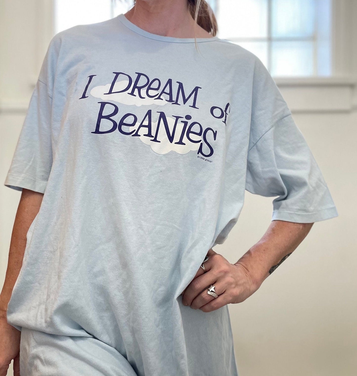 vtg 90s BEANIE BABIES COLLECTOR Shirt // sleeper tee pajama shirt dress funny I dream of beanies pop culture reference 90s nostaligic toys