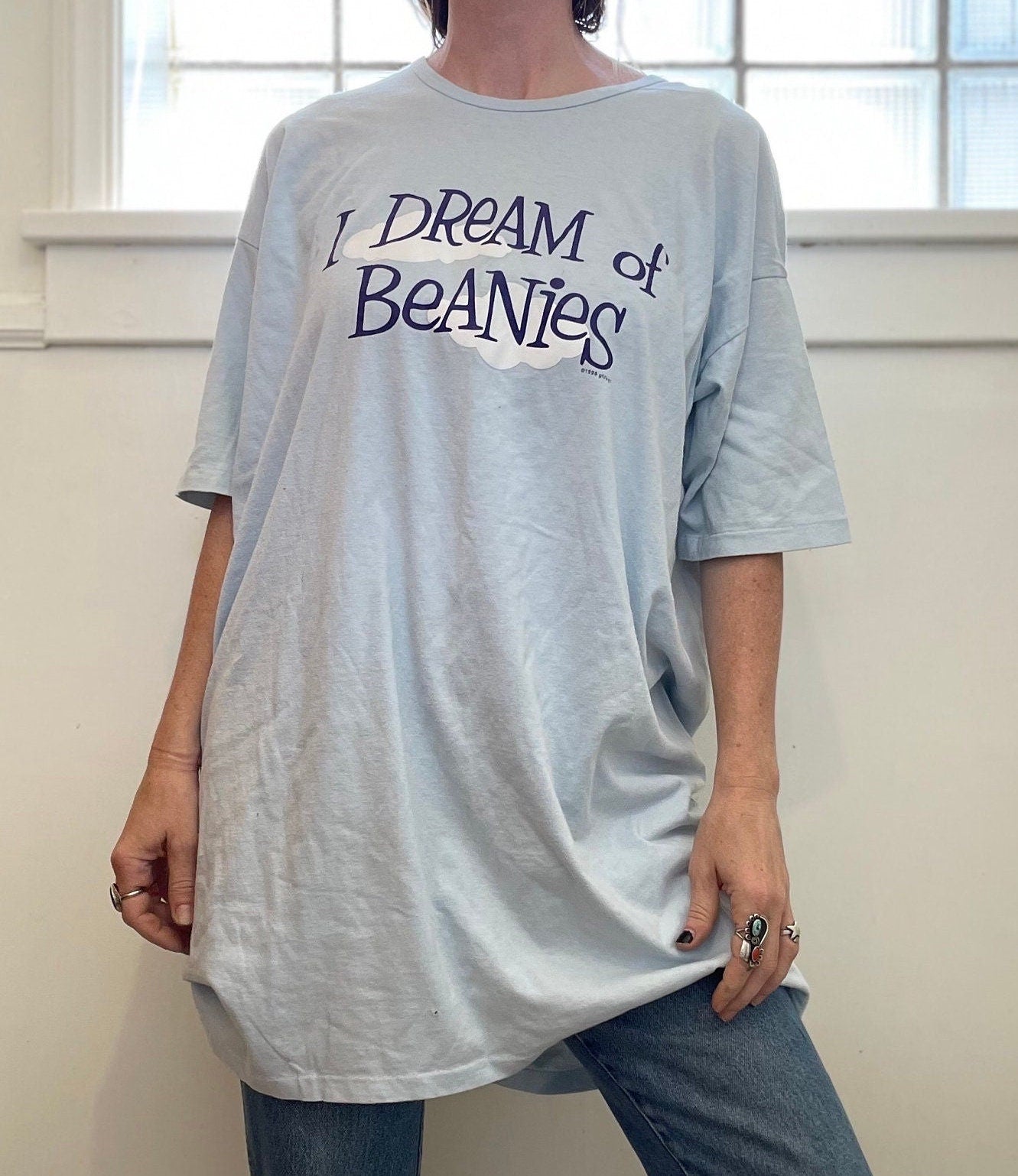 vtg 90s BEANIE BABIES COLLECTOR Shirt // sleeper tee pajama shirt dress funny I dream of beanies pop culture reference 90s nostaligic toys