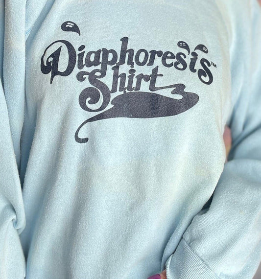 vtg 70s FUNNY SWEAT SHIRT // vintage diaphoresis joke "sweat" shirt pastel blue ironic hipster soft thin movie wardrobe oversized baggy top