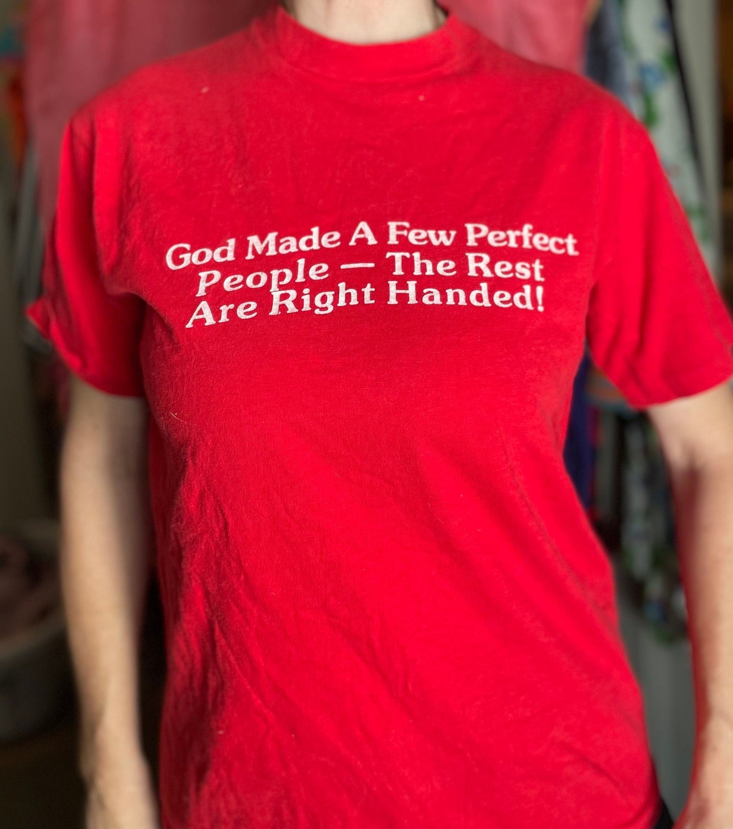 vtg 90s LEFT HANDED PEOPLE Shirt // vintage 80s funny tshirt ned flanders leftorium the simpsons reference god jesus weird lefty gift