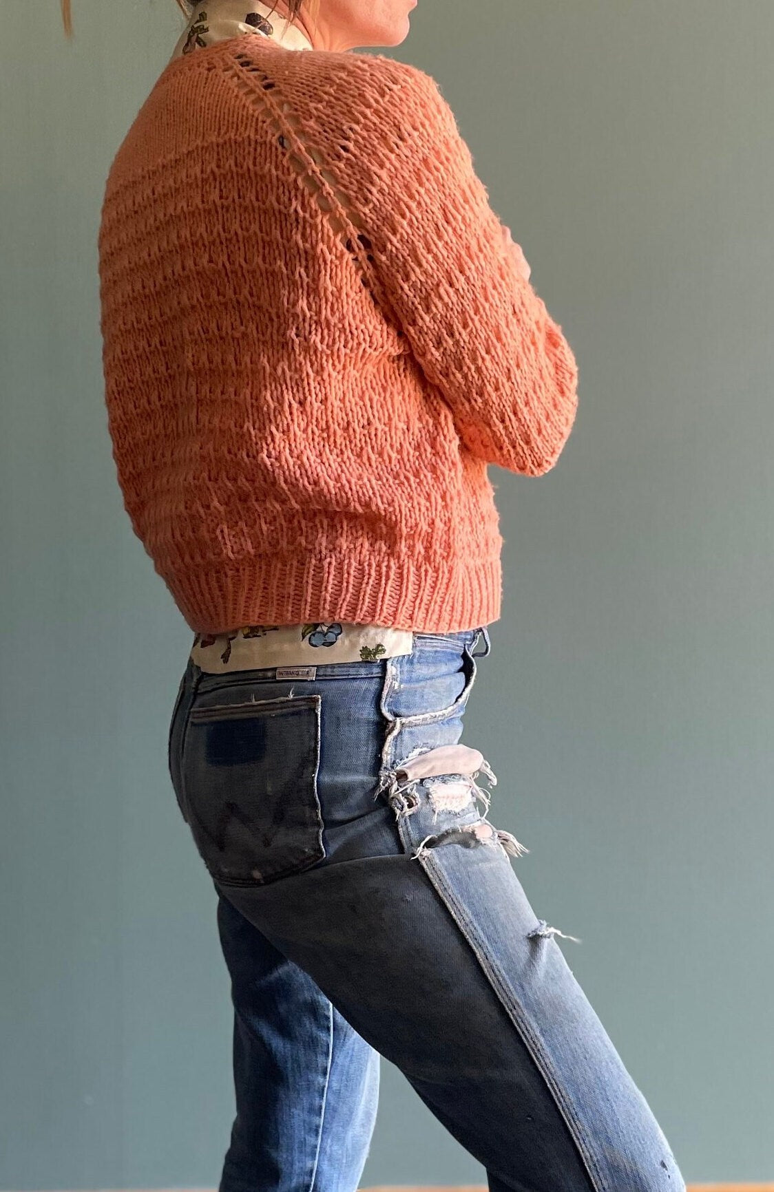 vtg 60s PASTEL MOHAIR SWEATER // vintage peach neutral knit preppy cardigan secretary style teacher autumn school casual cozy earth tones