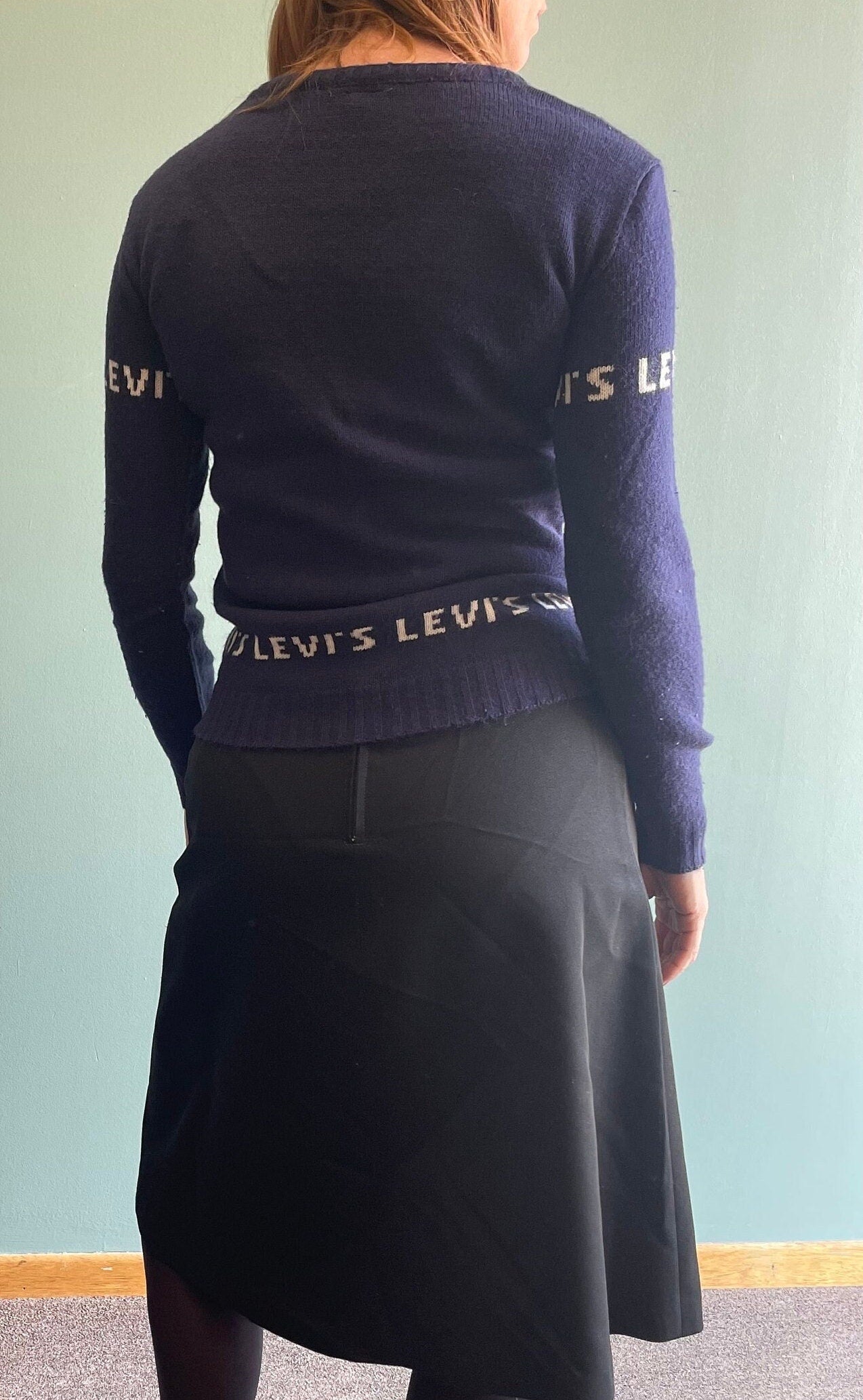 vtg 70s LEVIS SPELL OUT logo Sweater // vintage retro knit name brand scoop neck mod hippie classic movie outfit casual cute cropped sweater