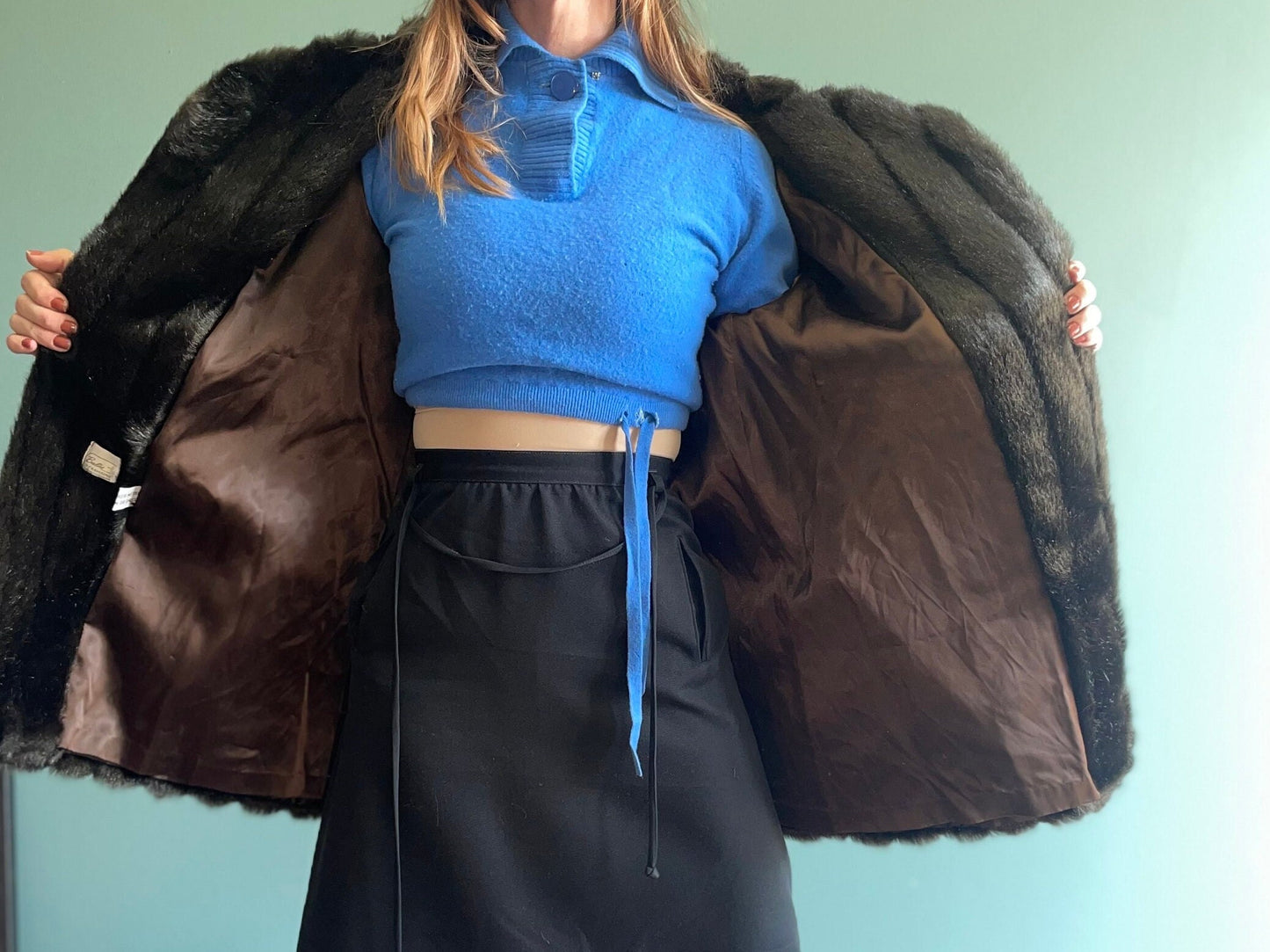 vtg 70s FAUX FUR OVERCOAT // vintage synthetic fibers oversized mink pointy collared rocker nightclub vegan furry fluffy wolf bear costume